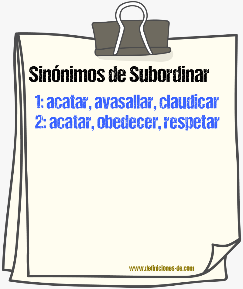 Sinnimos de subordinar