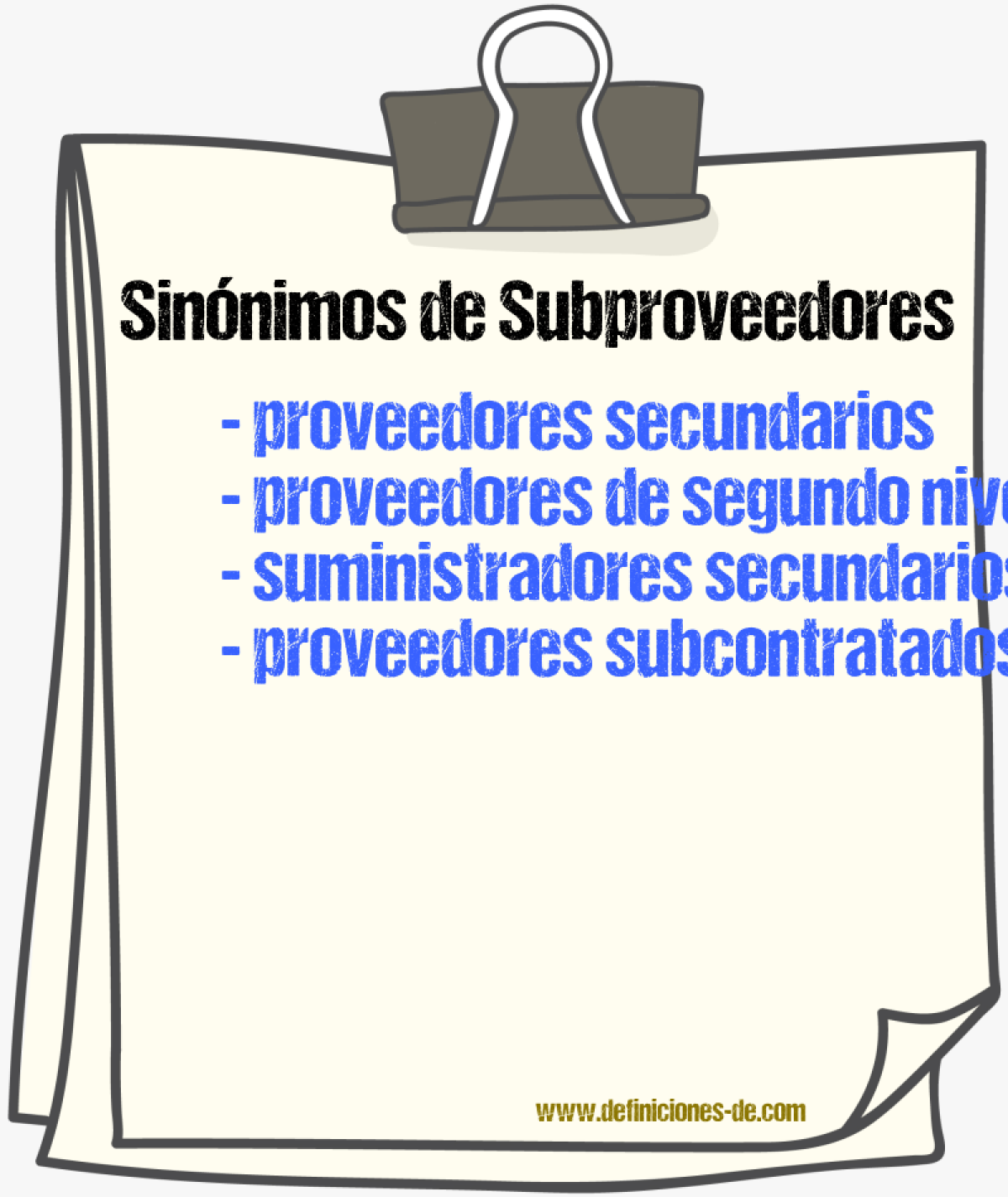 Sinónimos de subproveedores