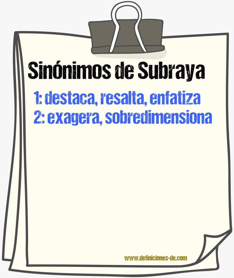 Sinónimos de subraya