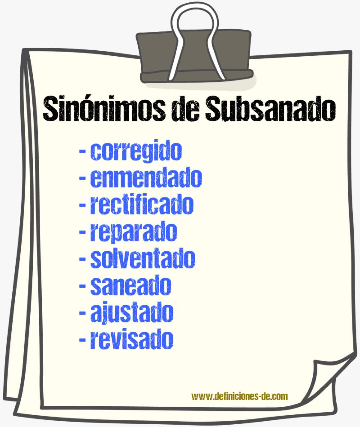 Sinónimos de subsanado