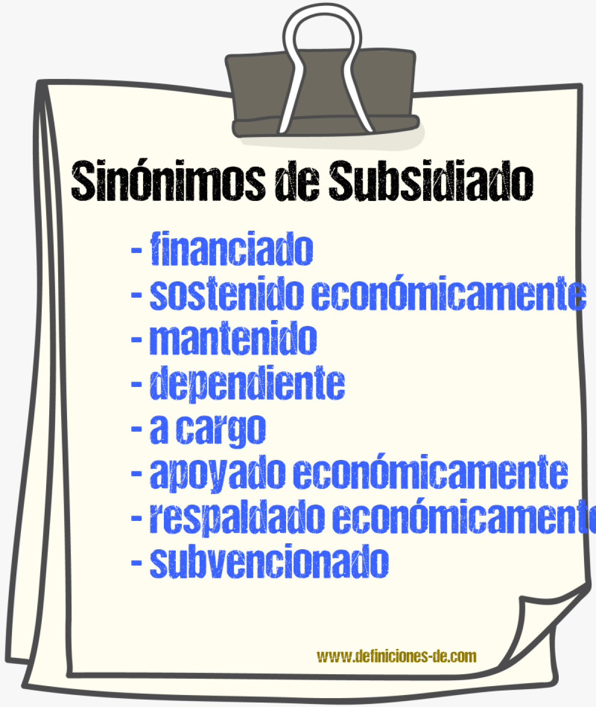 Sinónimos de subsidiado