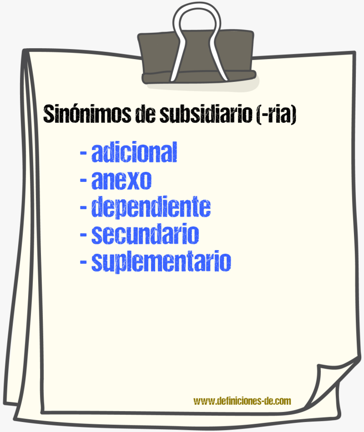 Sinnimos de subsidiario