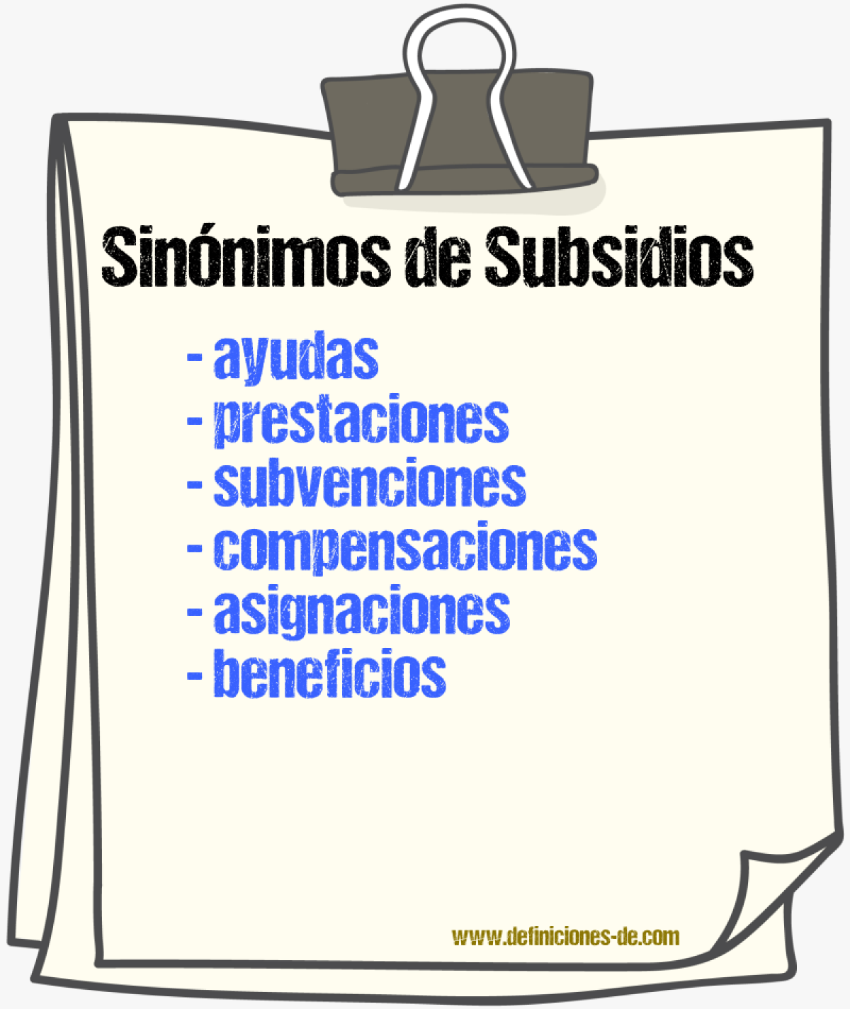 Sinónimos de subsidios