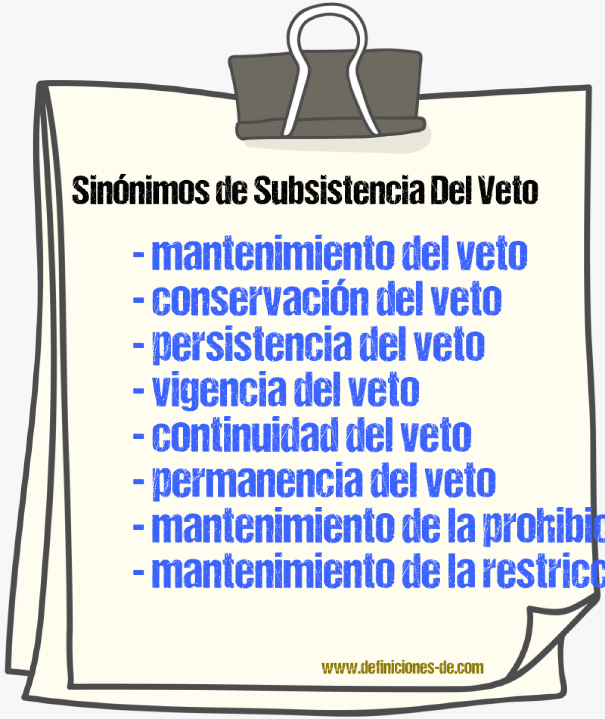 Sinónimos de subsistencia del veto