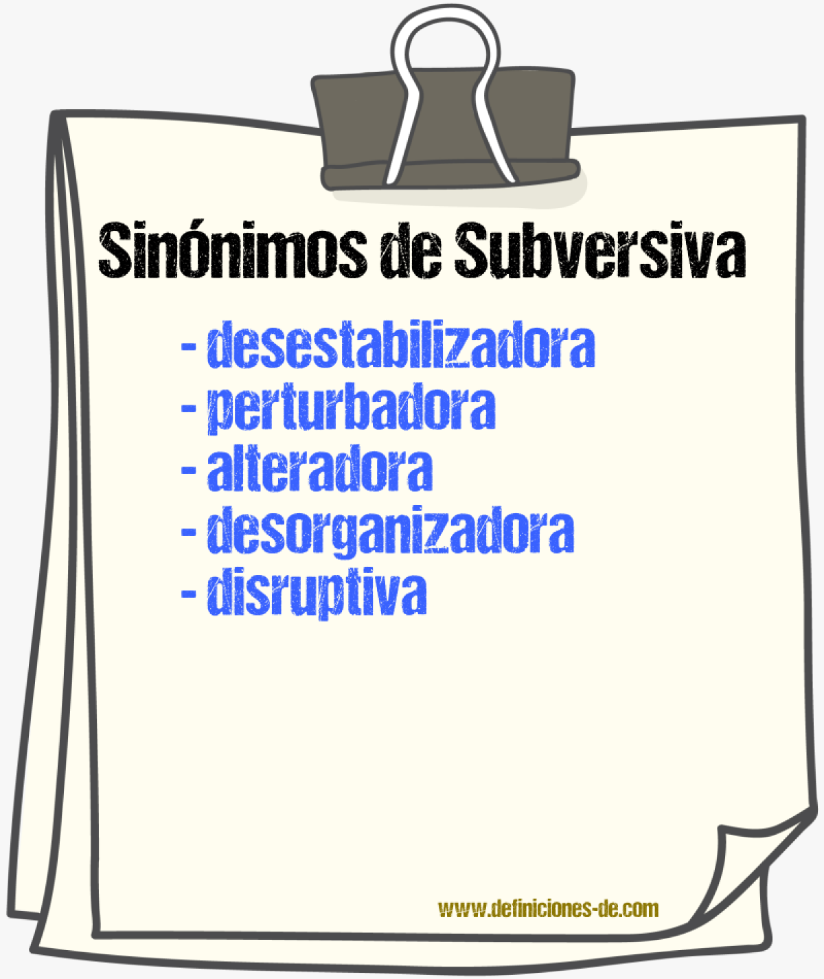 Sinónimos de subversiva