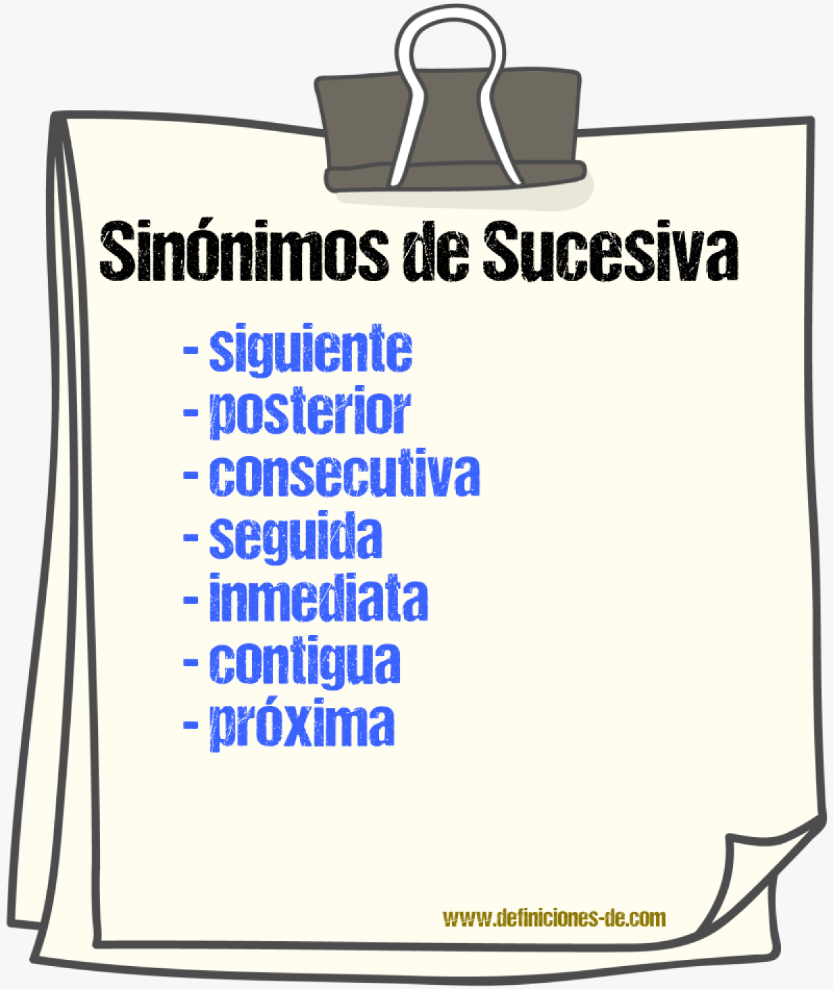 Sinónimos de sucesiva