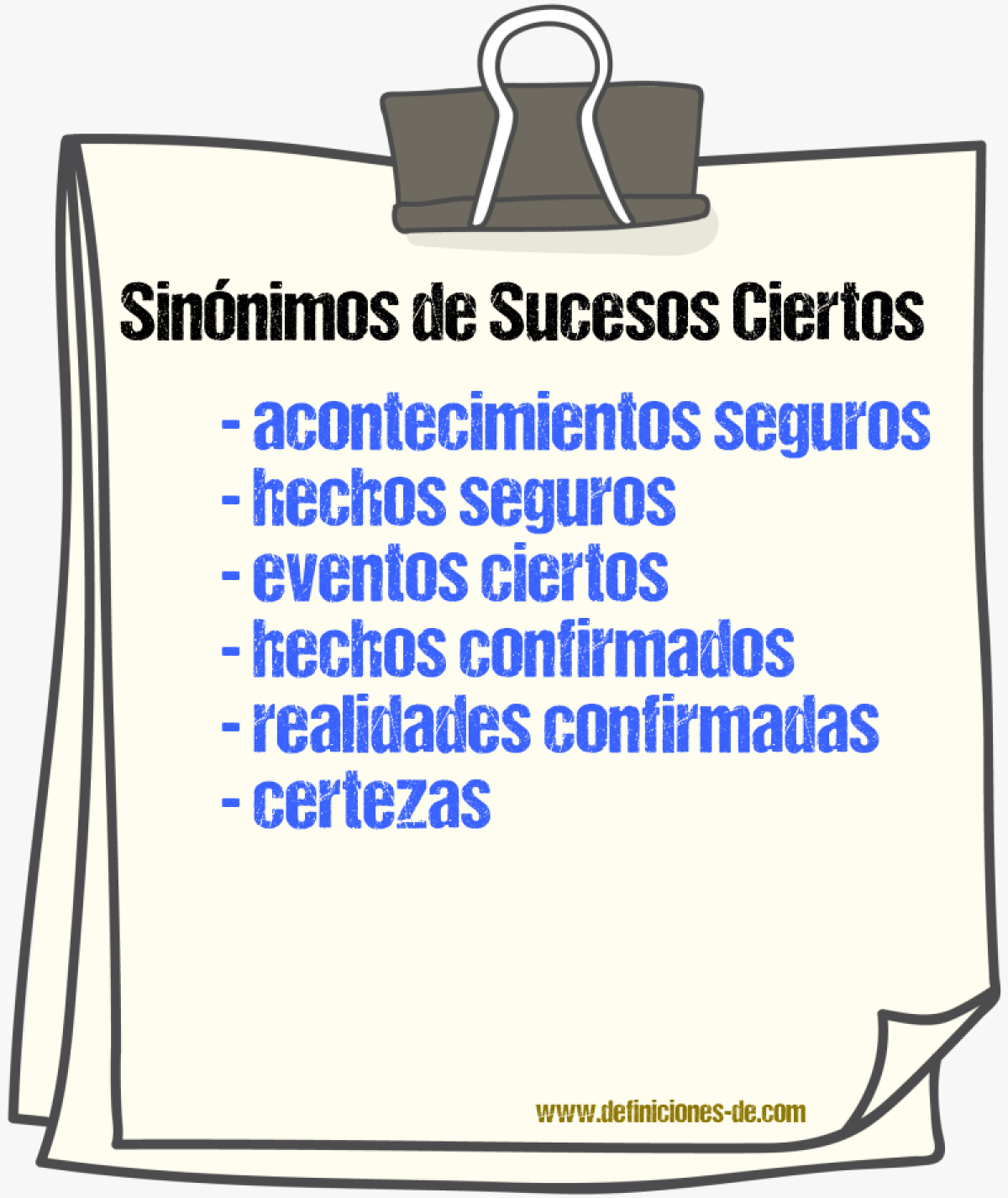 Sinónimos de sucesos ciertos