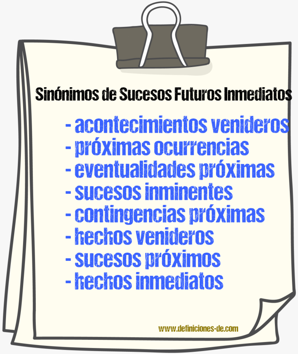 Sinónimos de sucesos futuros inmediatos