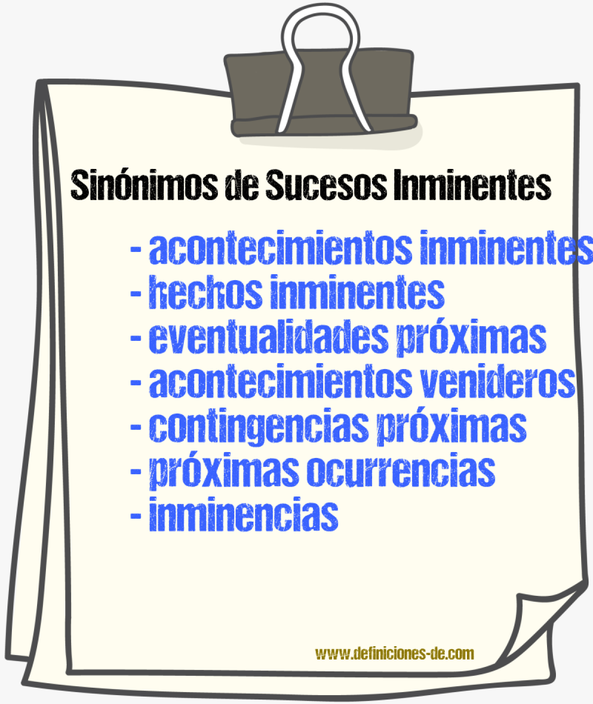 Sinónimos de sucesos inminentes