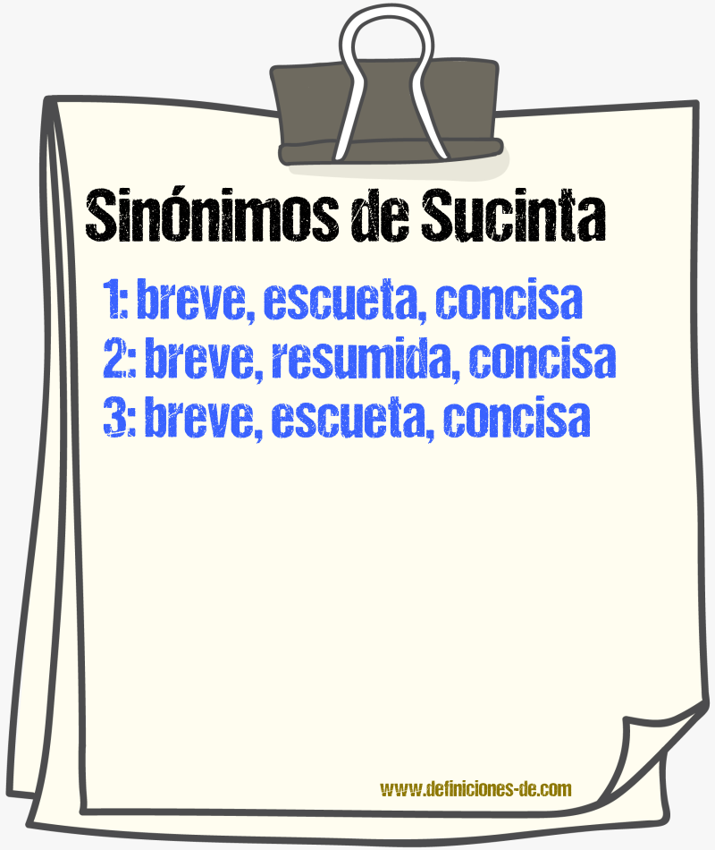 Sinónimos de sucinta