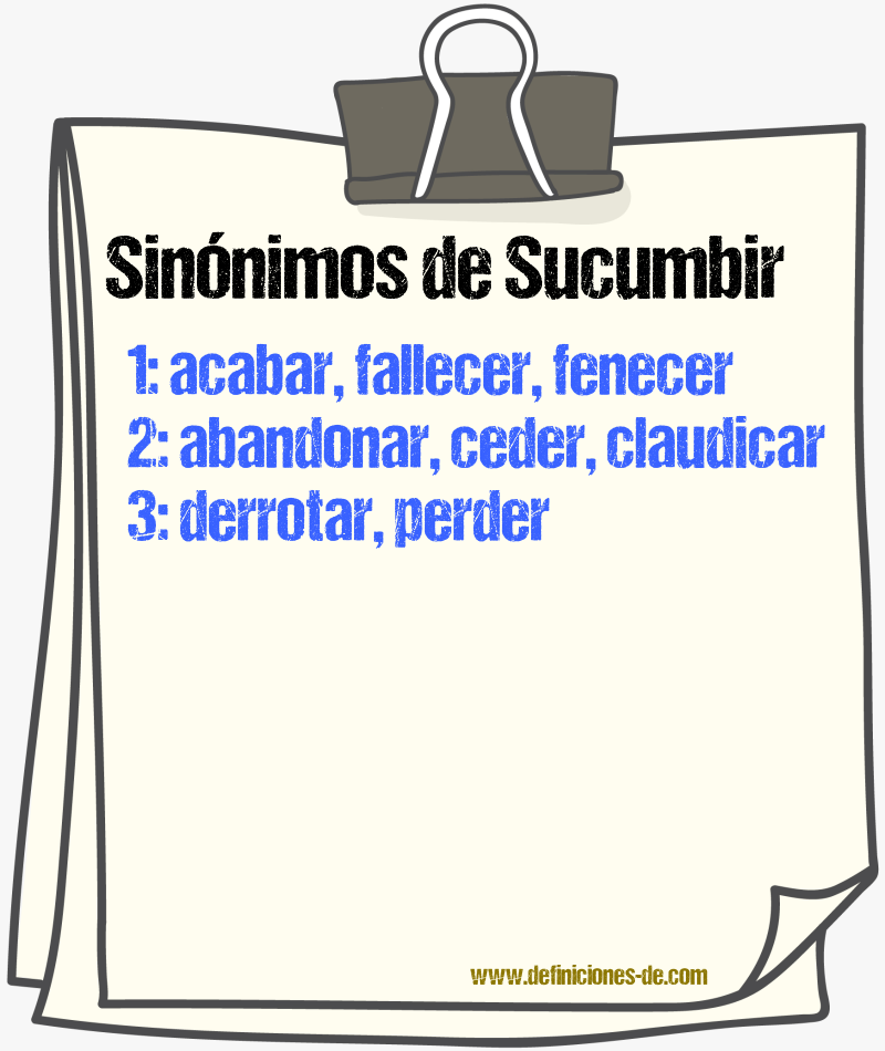 Sinónimos de sucumbir