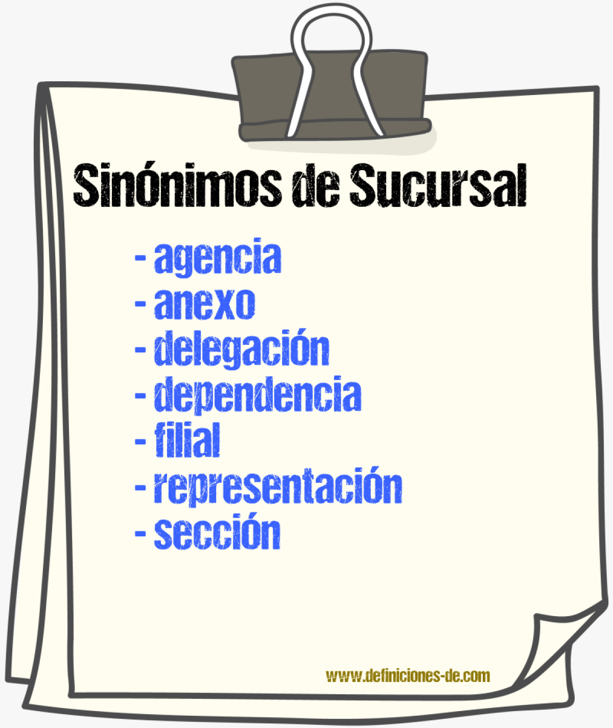 Sinnimos de sucursal