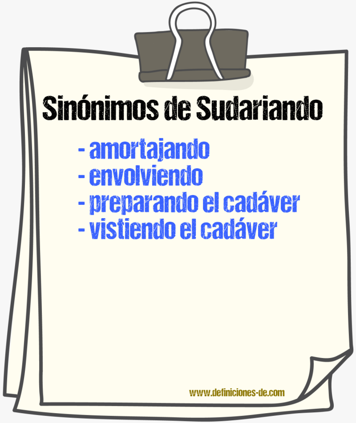 Sinónimos de sudariando