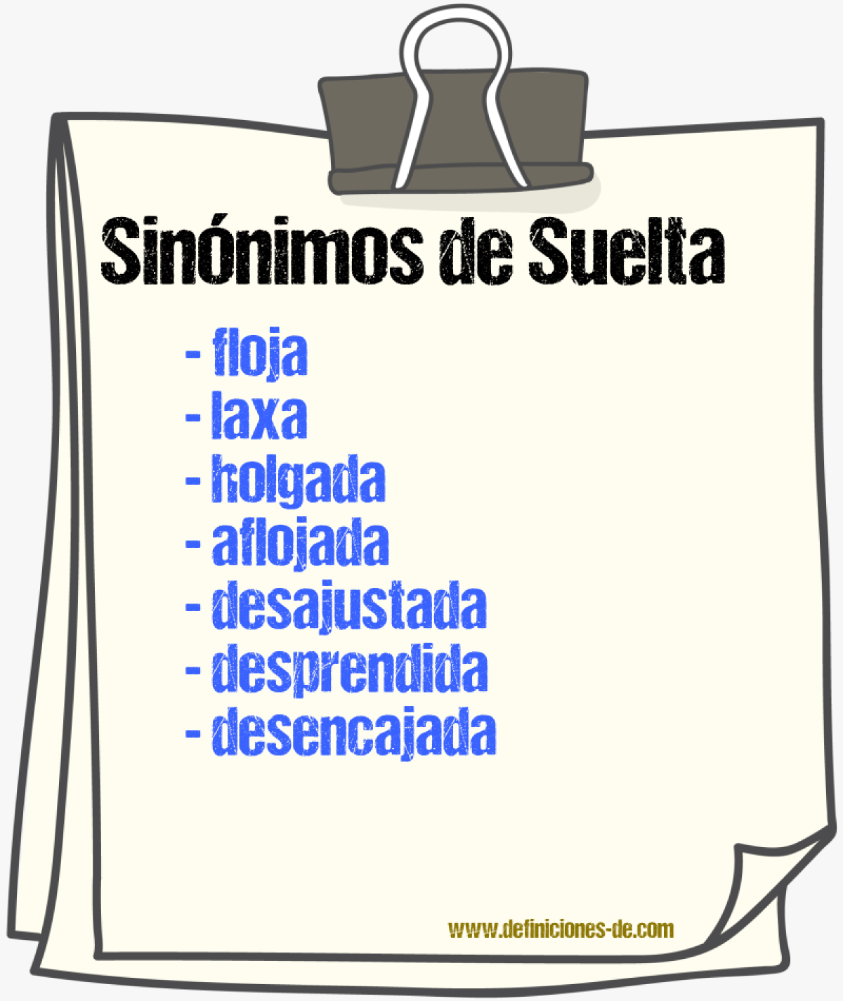 Sinónimos de suelta