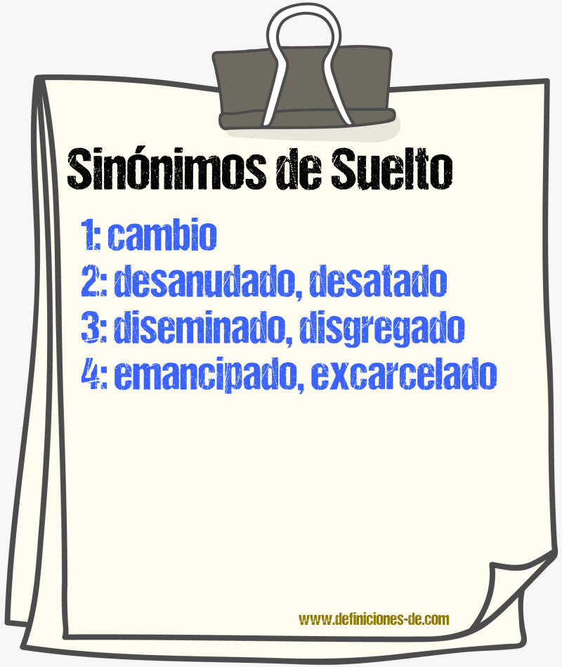 Sinnimos de suelto