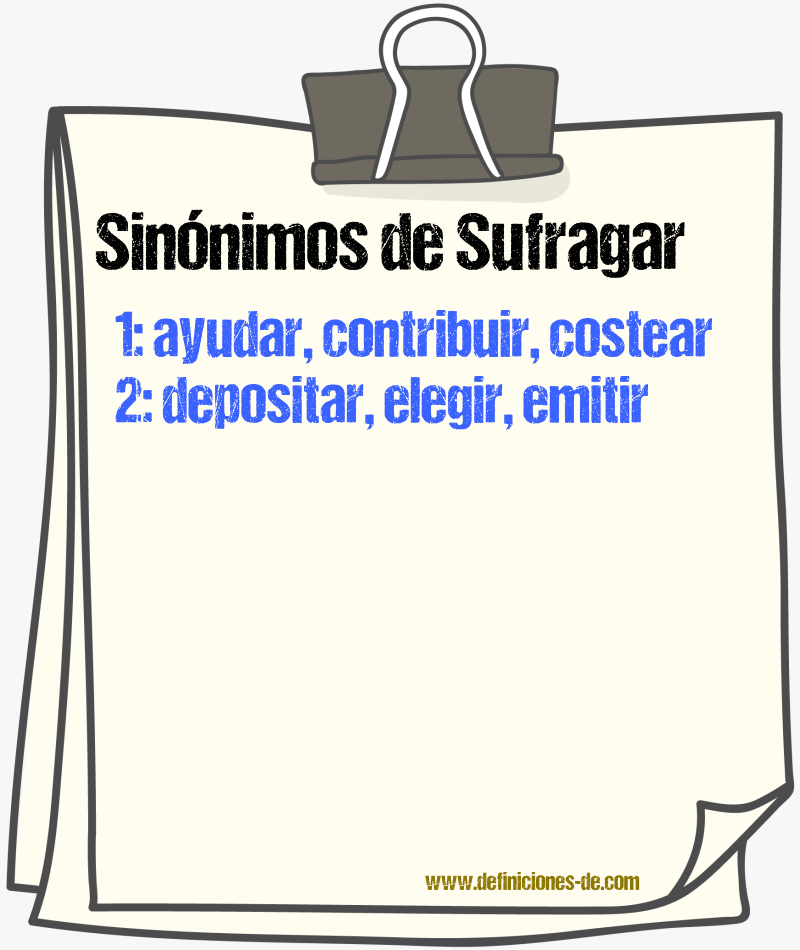 Sinnimos de sufragar