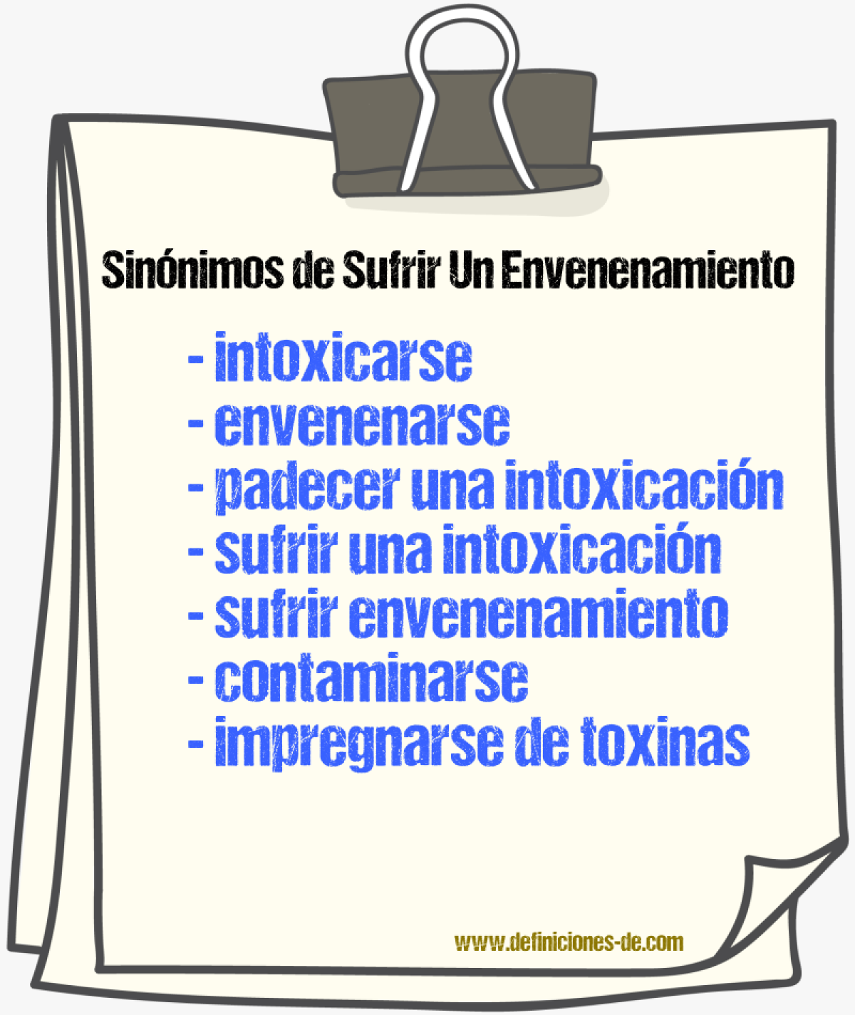 Sinónimos de sufrir un envenenamiento