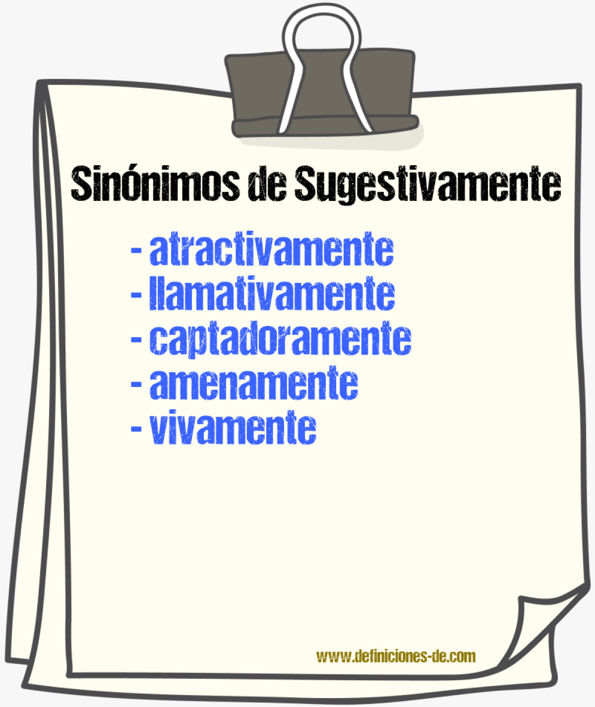 Sinónimos de sugestivamente