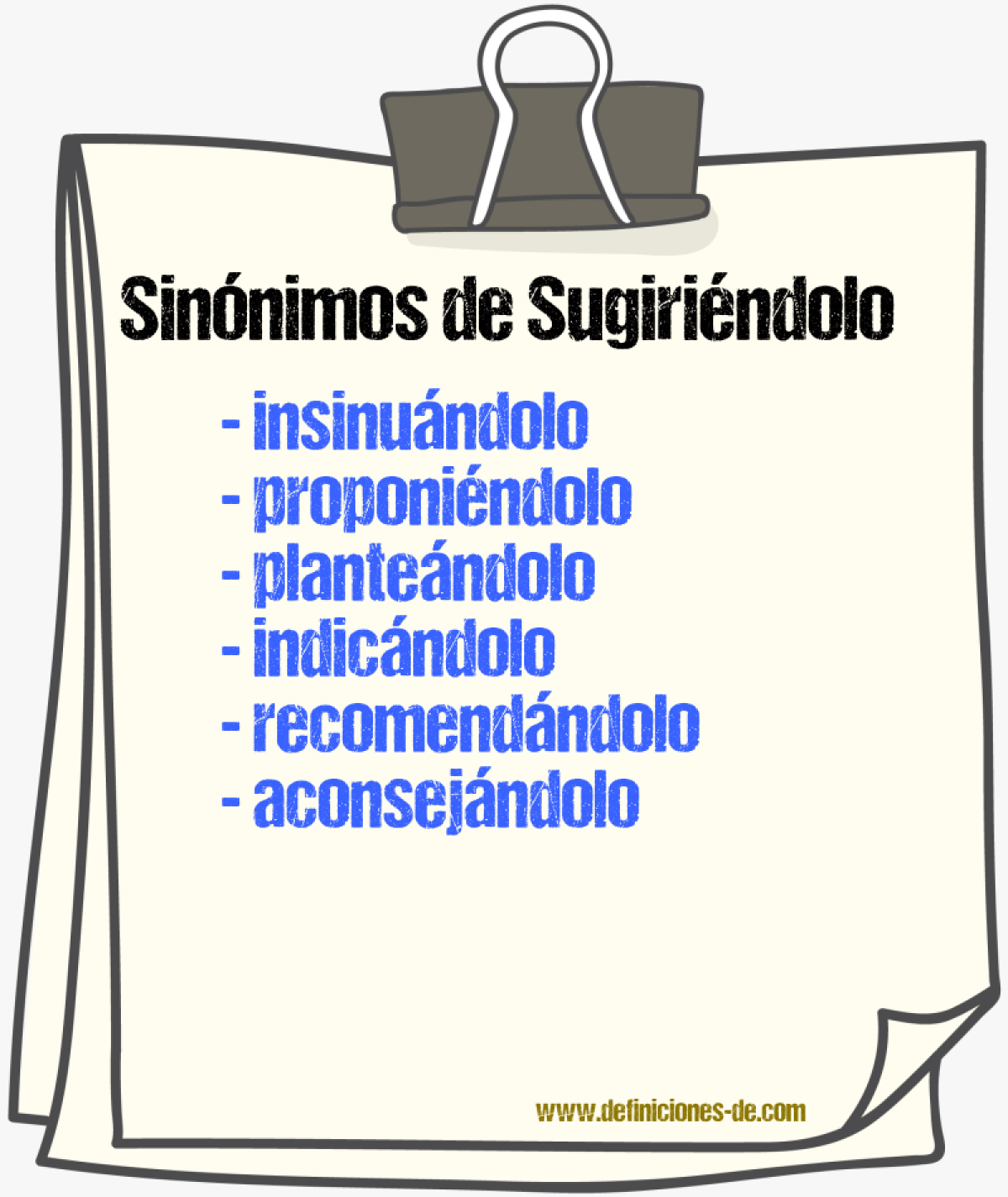 Sinónimos de sugiriéndolo