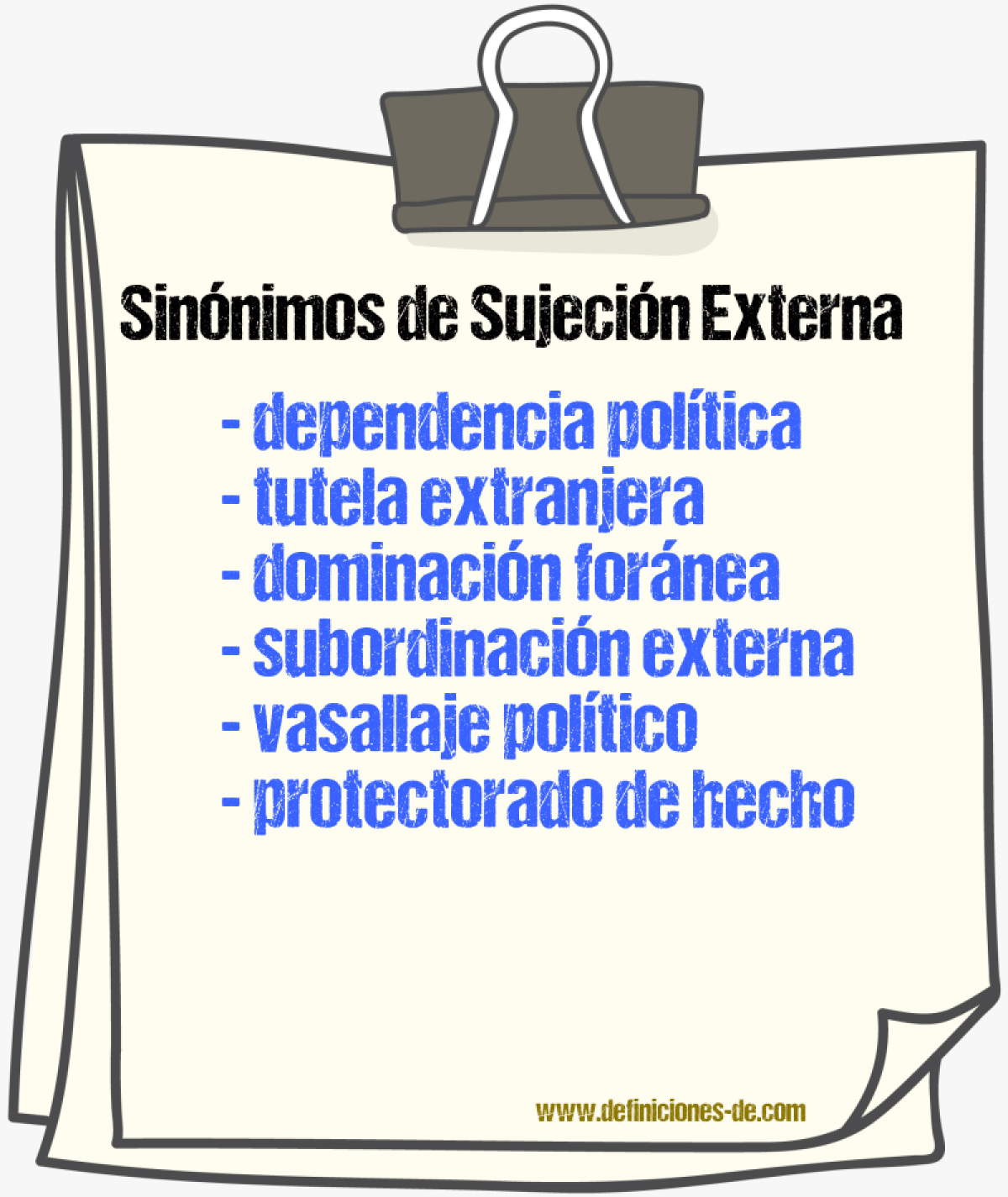 Sinónimos de sujeción externa