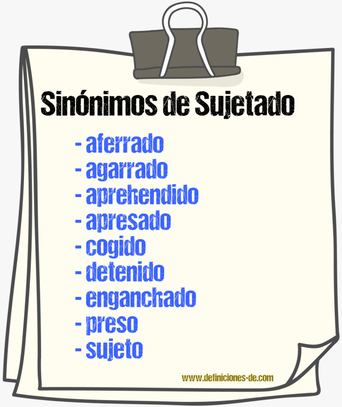 Sinnimos de sujetado