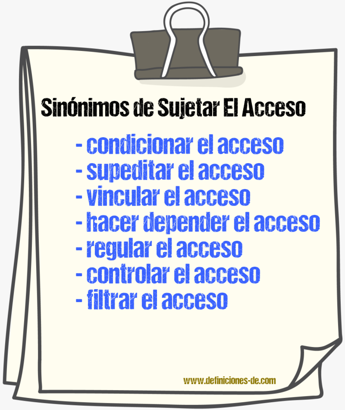 Sinónimos de sujetar el acceso