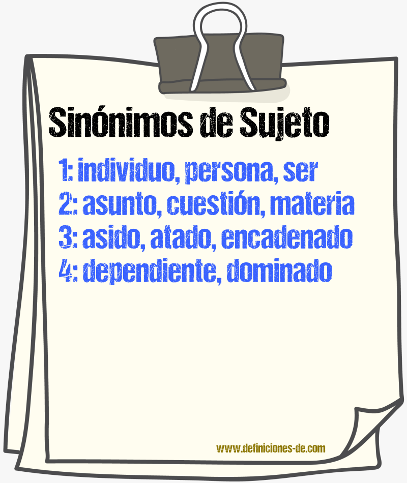 Sinnimos de sujeto