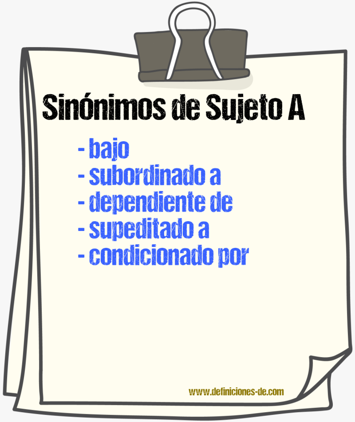 Sinónimos de sujeto a