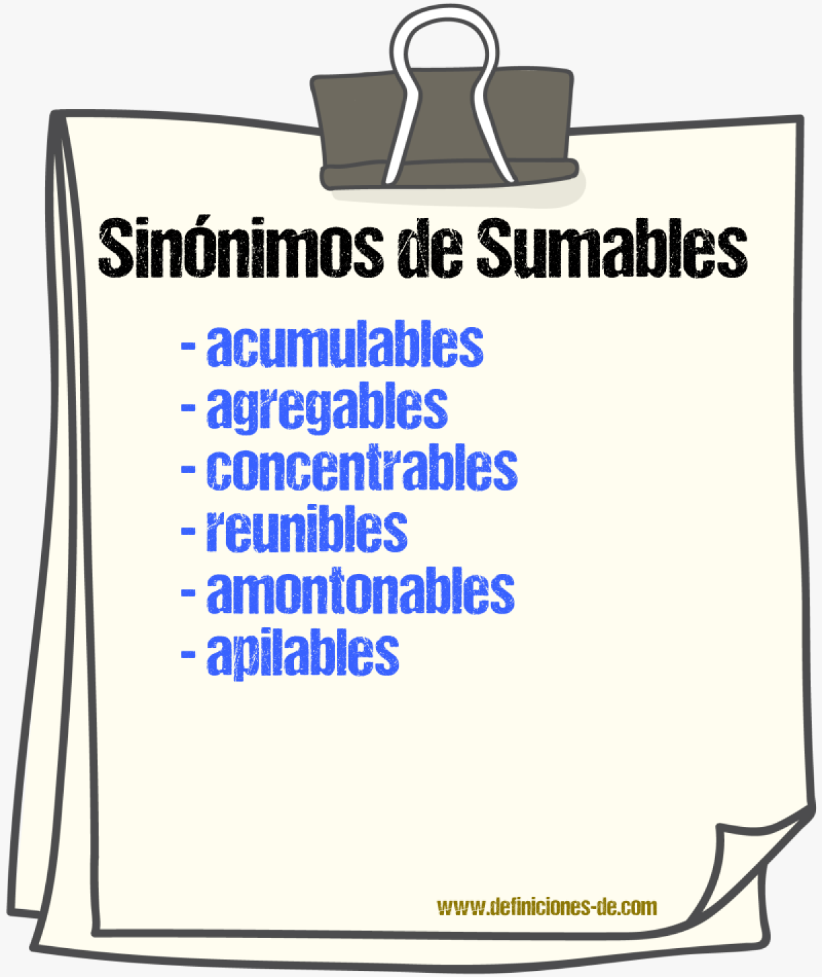 Sinónimos de sumables