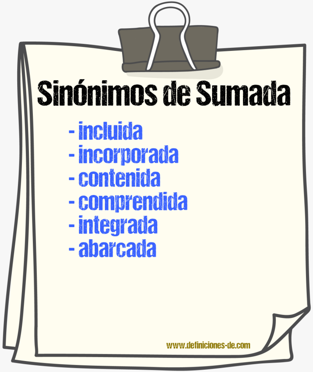 Sinónimos de sumada