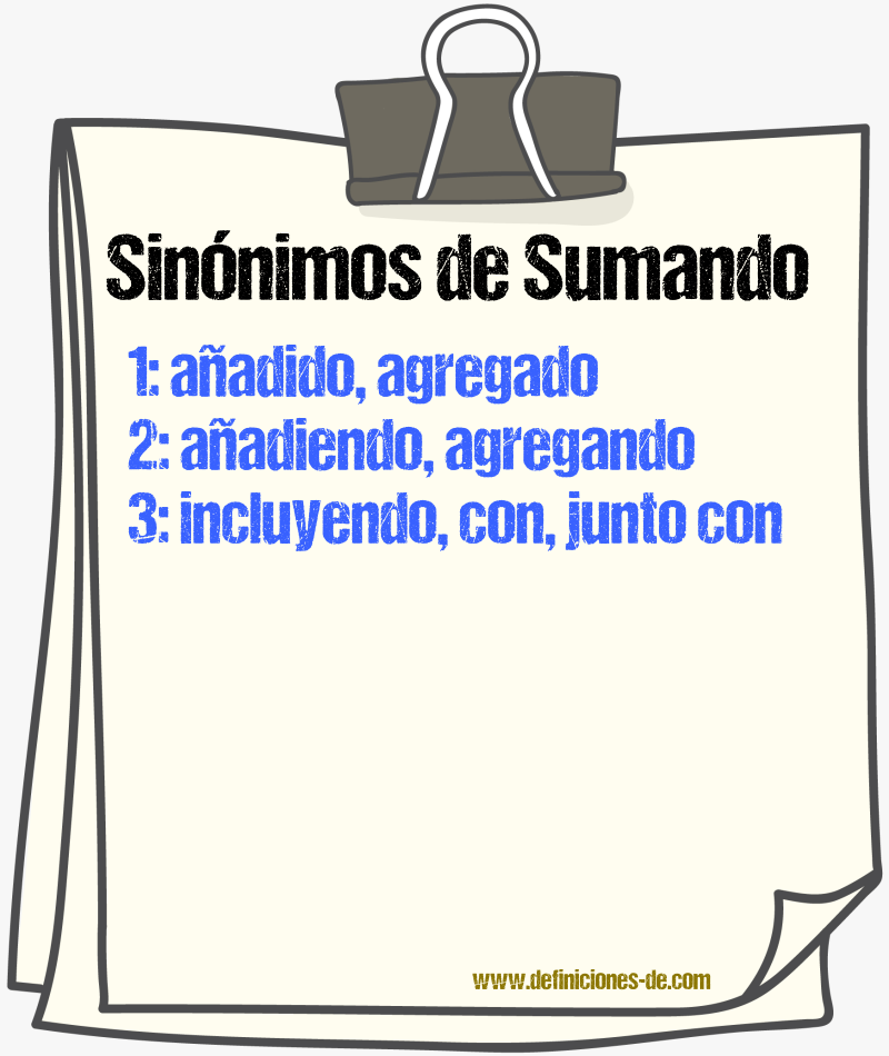 Sinónimos de sumando