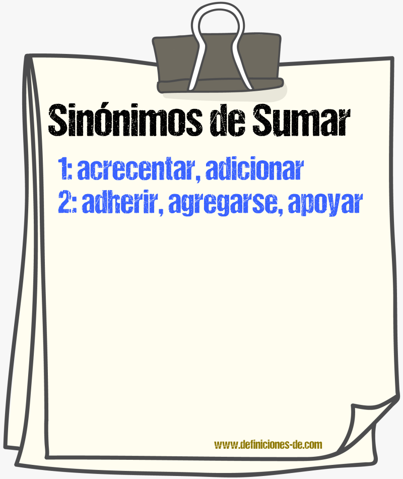 Sinnimos de sumar