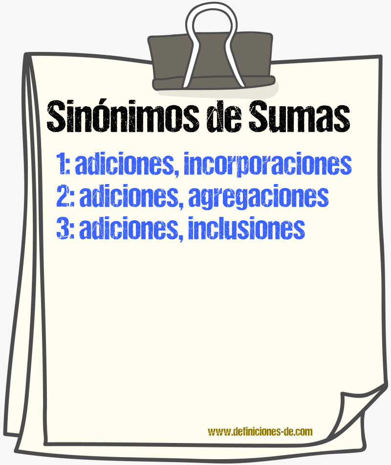 Sinónimos de sumas