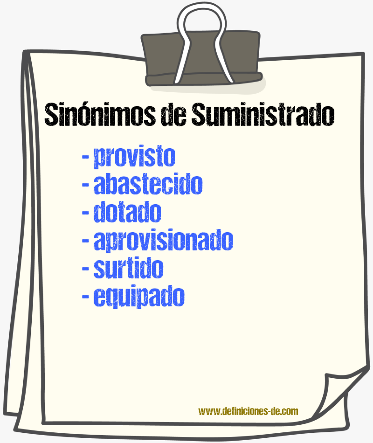 Sinnimos de suministrado