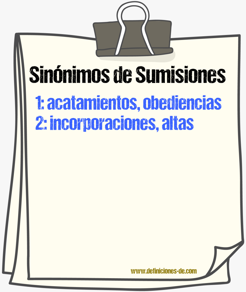Sinónimos de sumisiones