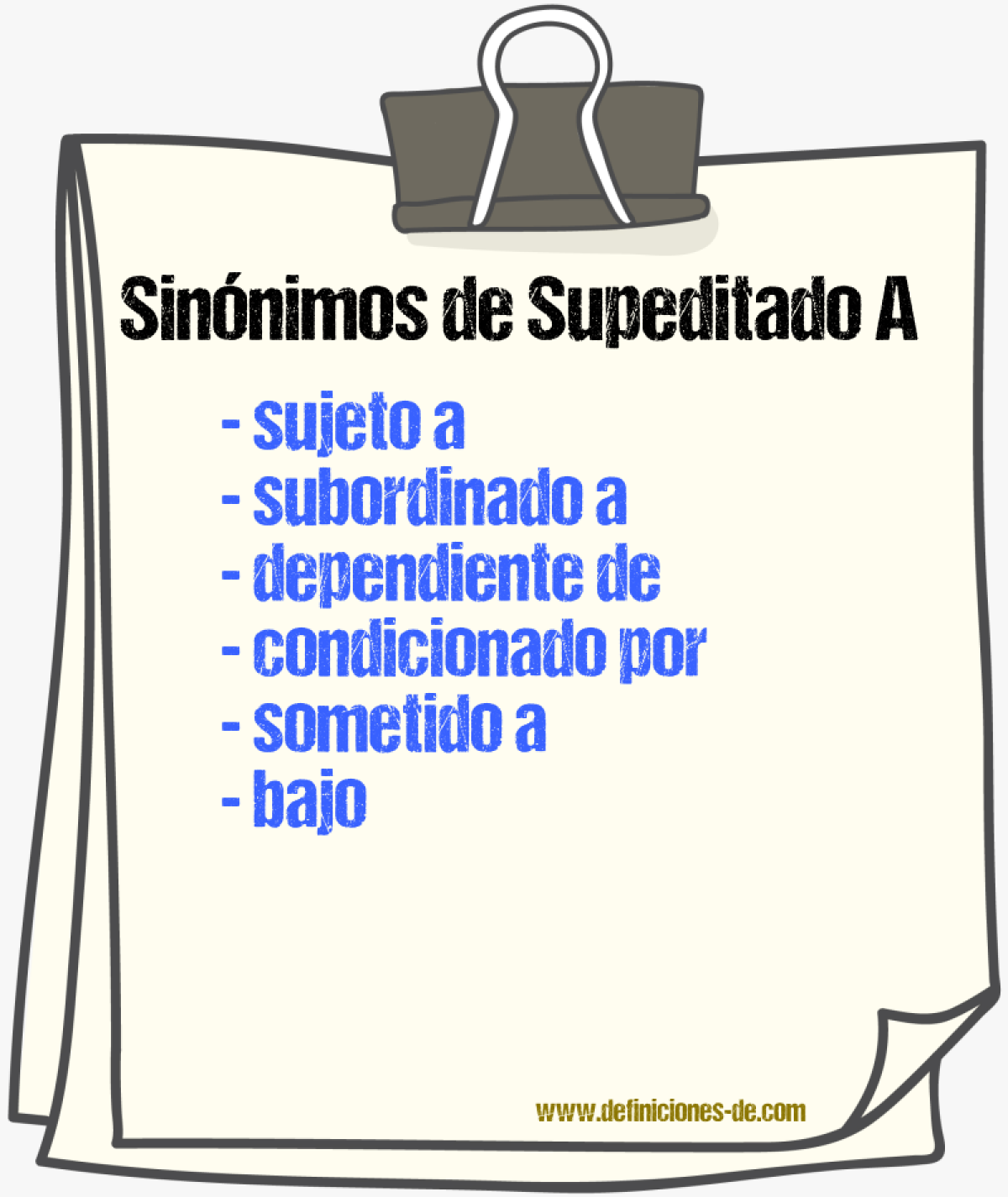 Sinónimos de supeditado a