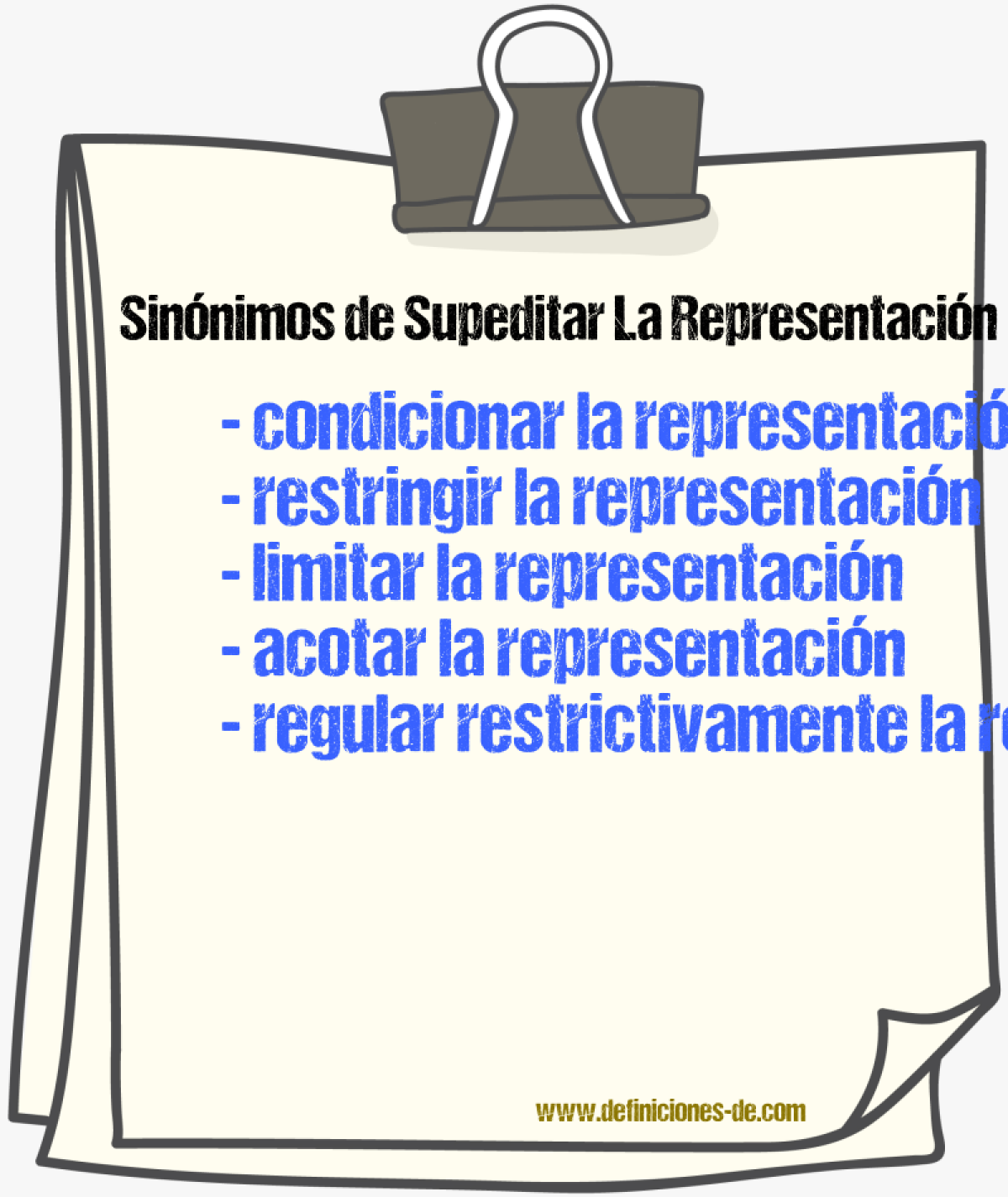 Sinónimos de supeditar la representación