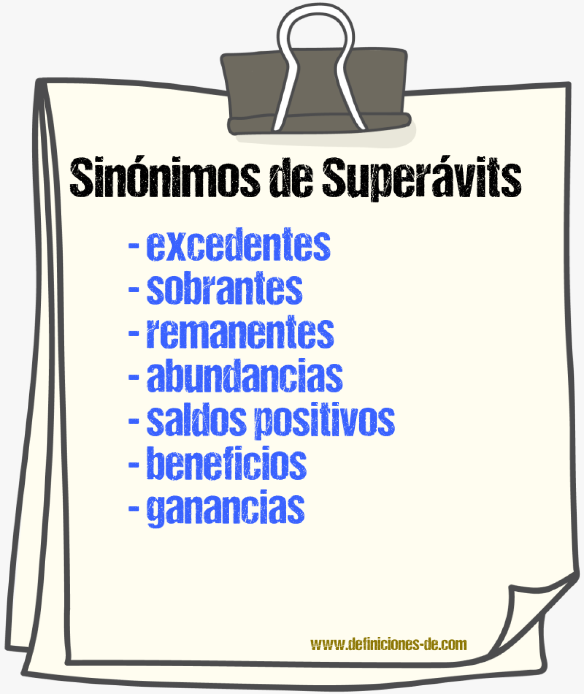 Sinónimos de superávits