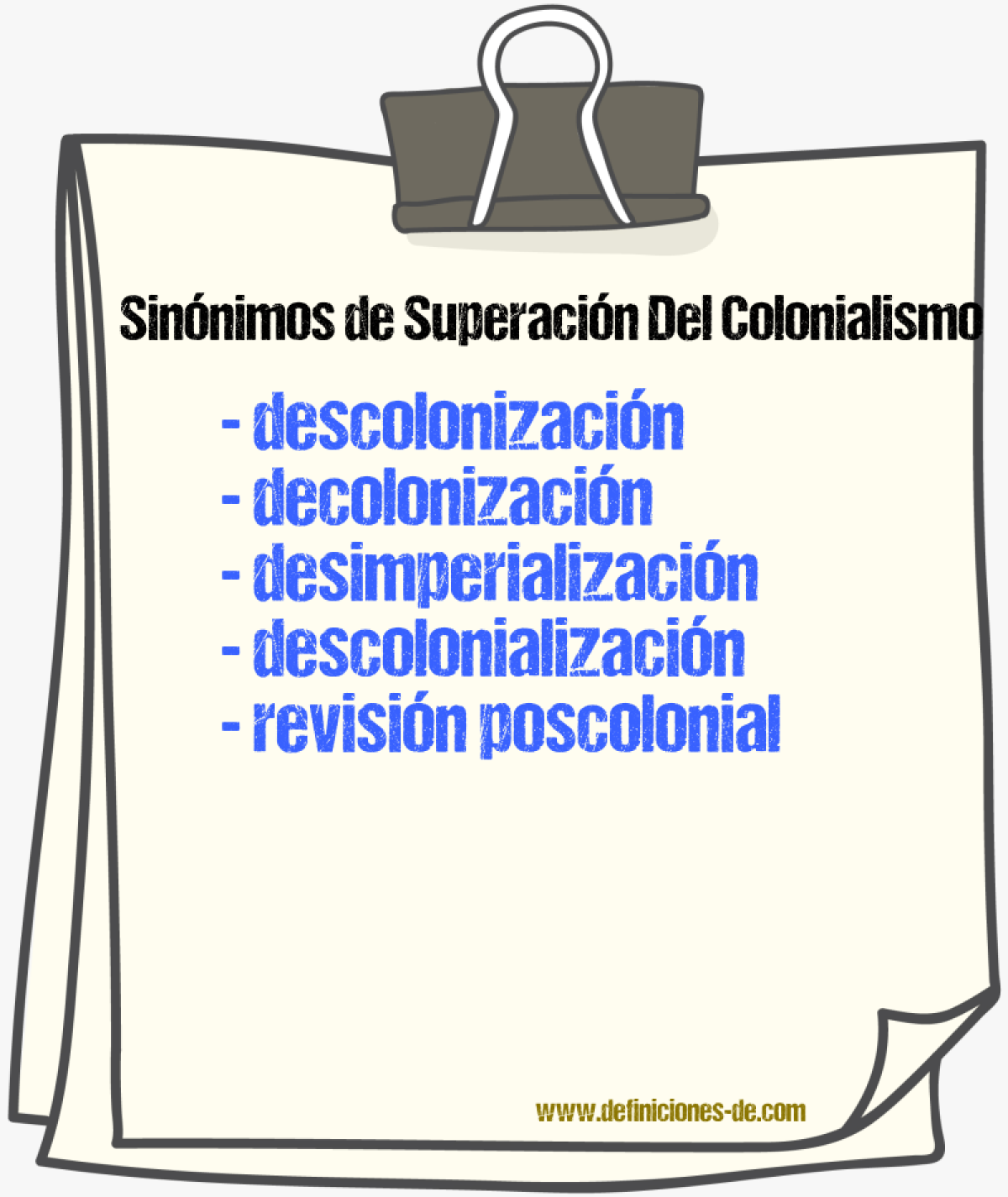 Sinónimos de superación del colonialismo