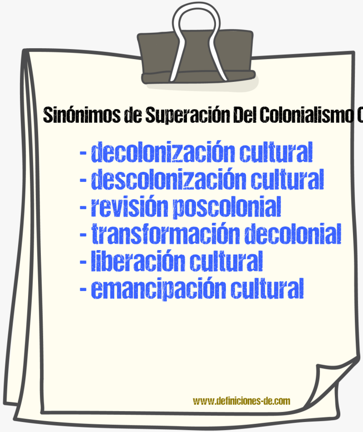 Sinónimos de superación del colonialismo cultural