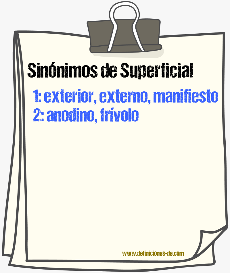 Sinnimos de superficial