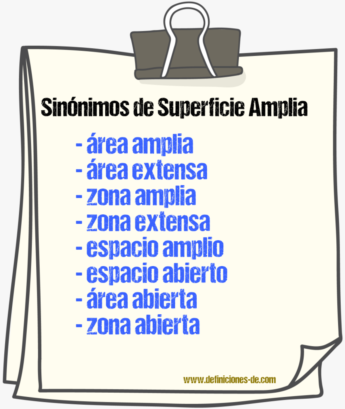 Sinónimos de superficie amplia