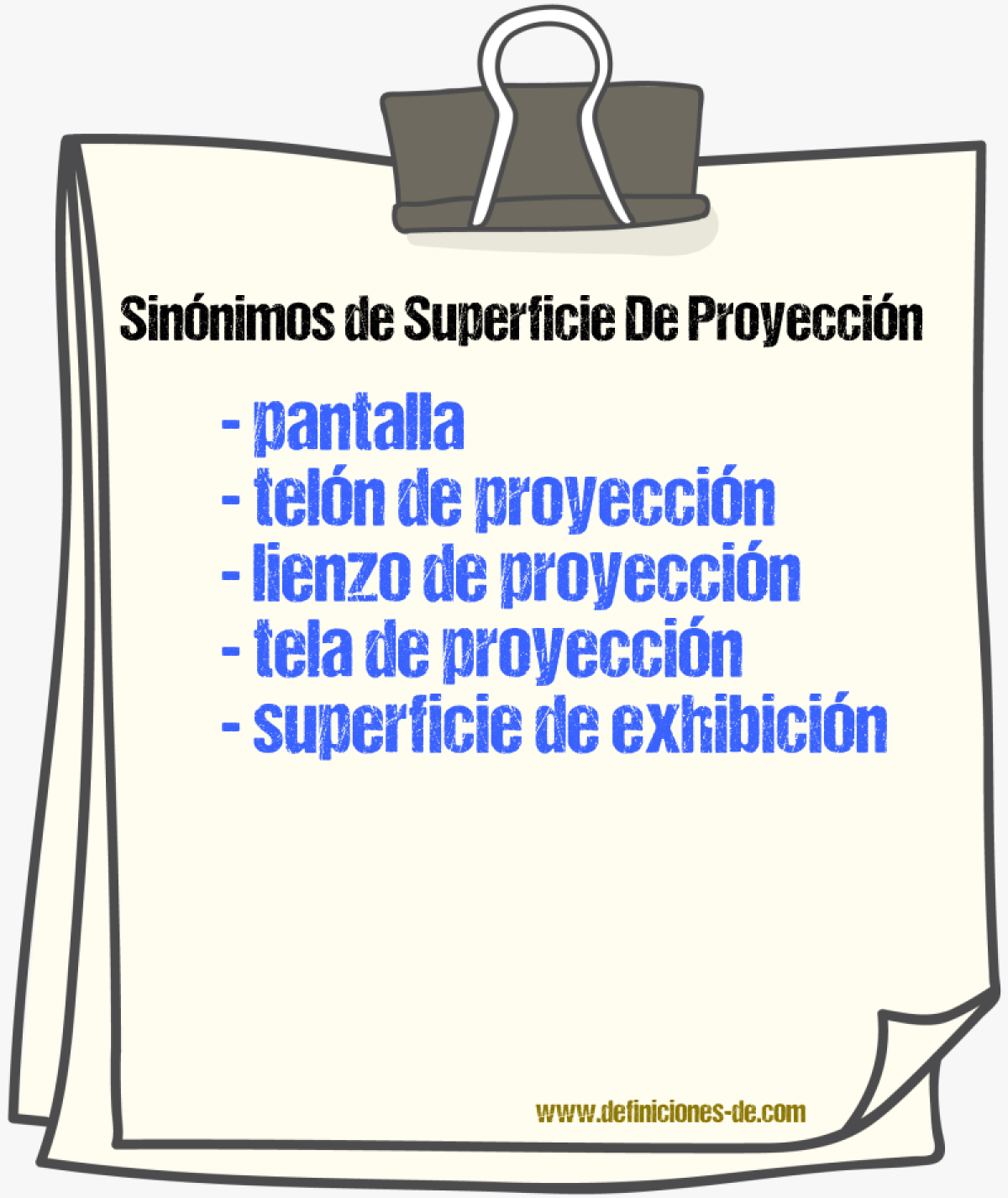 Sinónimos de superficie de proyección