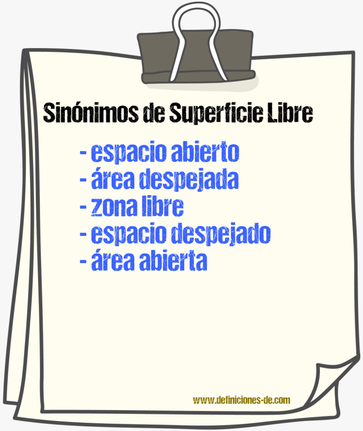 Sinónimos de superficie libre
