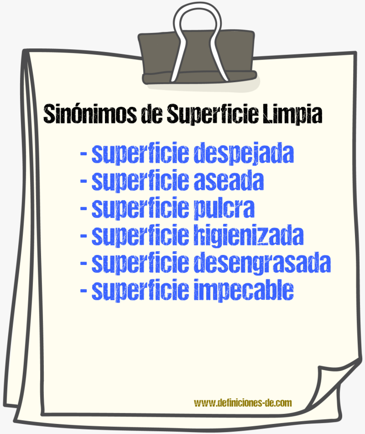 Sinónimos de superficie limpia