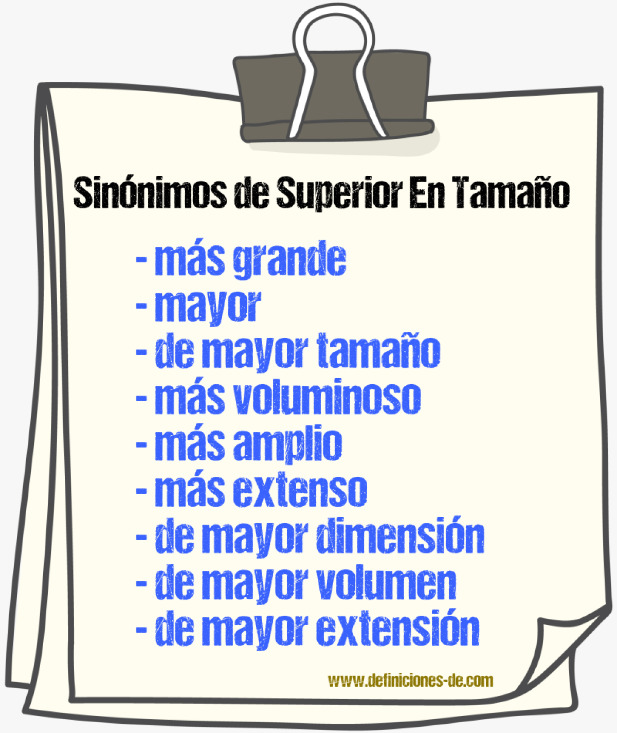 Sinónimos de superior en tamaño