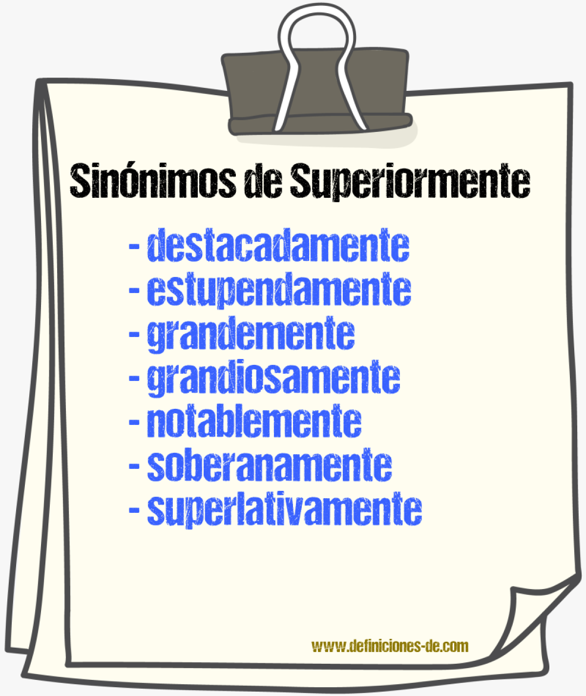 Sinnimos de superiormente