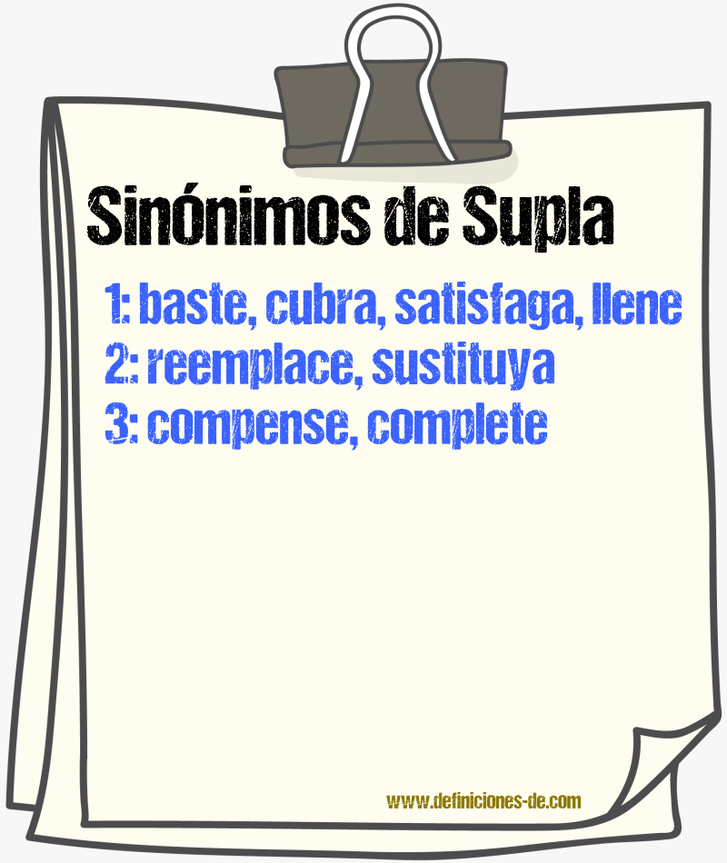 Sinónimos de supla