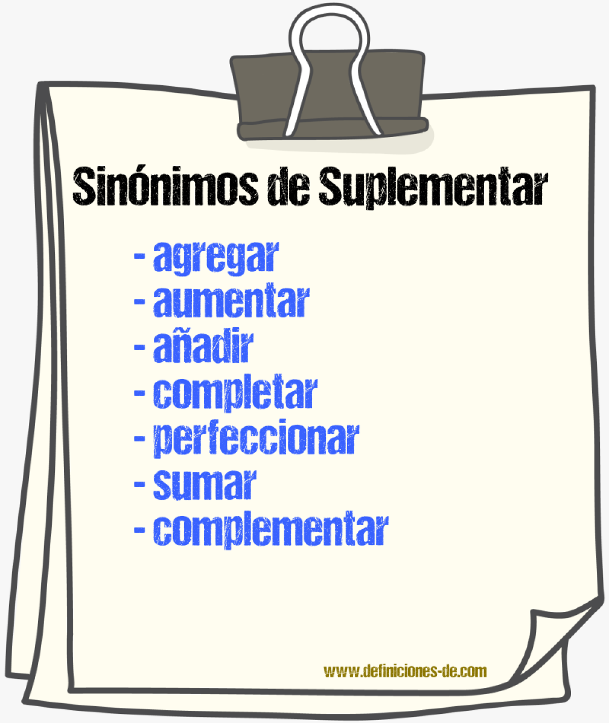 Sinnimos de suplementar