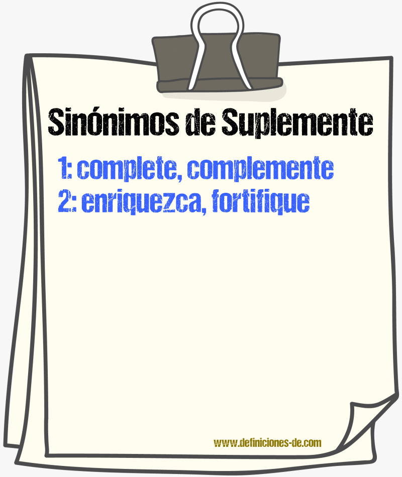 Sinónimos de suplemente